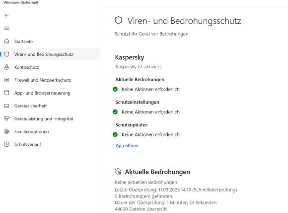 Bild 4: Windows bringt mit dem Defender ein Antiviren-Programm mit, dennoch kann eine Software eines Drittanbieters sinnvoll sein