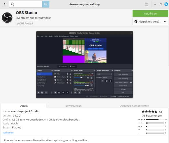 Bild 10: Über die Anwendungsverwaltung installieren Sie neue Software