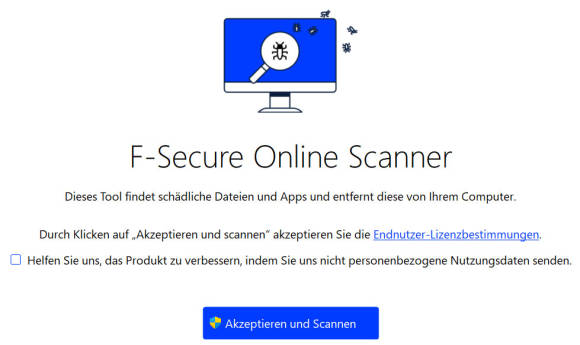 Bild 4: F-Secures Online Scanner ist kostenlos nutzbar