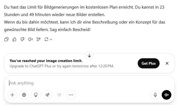Bild 12: Auch ChatGPT ändert jetzt Bilder gratis – allerdings nur ein paar pro Tag