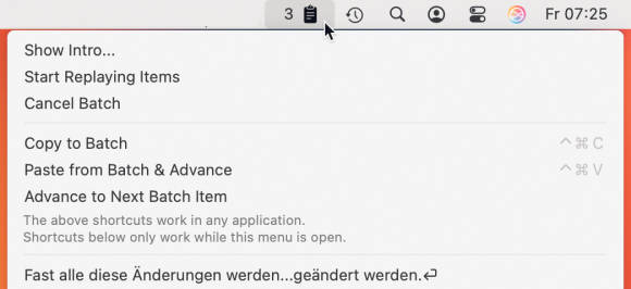 Die meisten Funktionen spielen sich in der Menüleiste ab