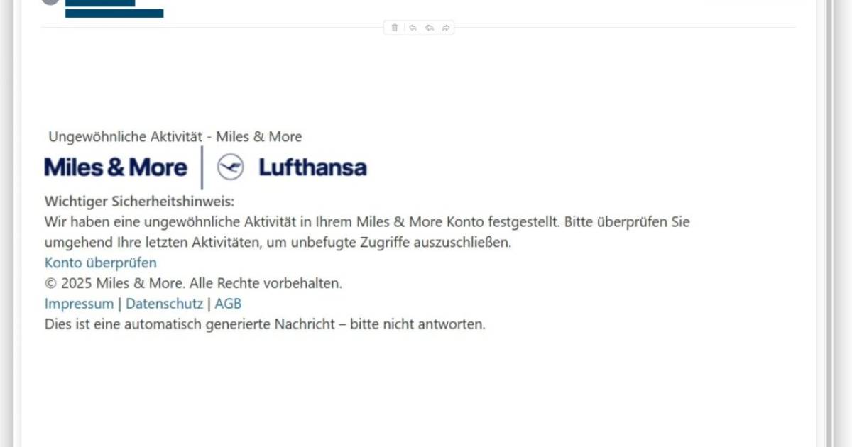 Phishing-Mail-zielt-auf-Miles-More-Kreditkarten-Login