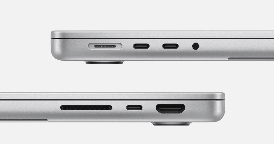 Drei Thunderbolt-Ports adaptieren alles, was wichtig ist; für besondere Zwecke gesellt sich der SD-Kartenleser sowie HDMI hinzu